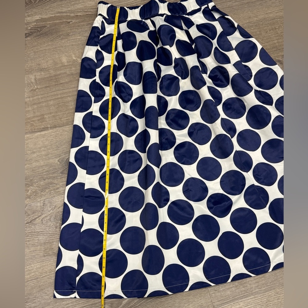 Navy and White Polka Dot A-Line Skirt - Picture 8 of 9